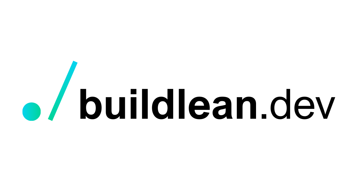 Buildclean.dev logo with a teal dot and slash, and black and gray text.