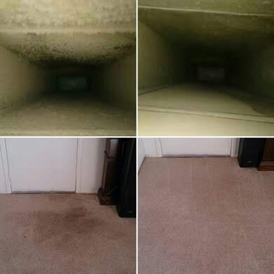 Four images of a hallway and carpeted floor, showing different angles and lighting conditions.