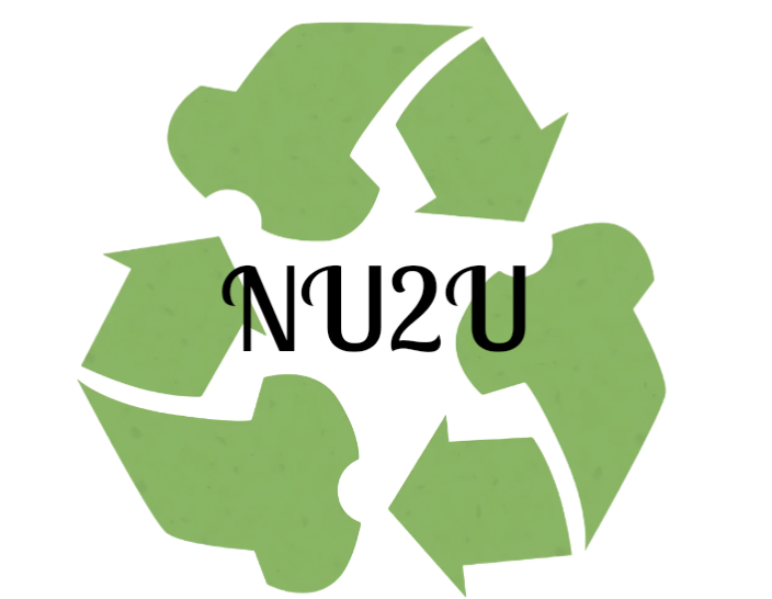 Green recycling symbol with the text 'NUU' in the center, on a white background.