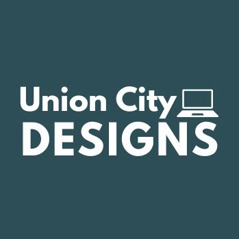 Union City DESIGNS logo with text and a laptop icon, on a dark teal background.